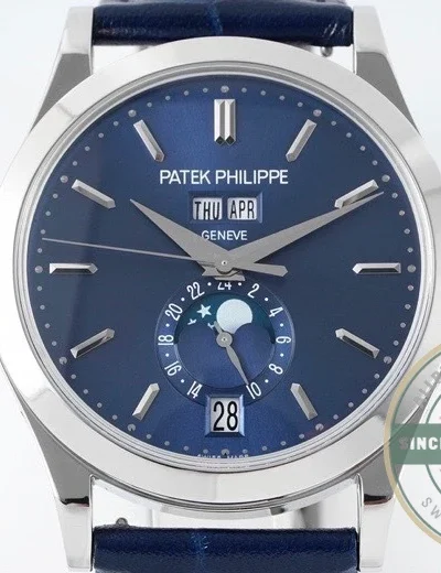 Replica Complications 5396R-015 Patek Philippe ANNUAL CALENDAR, MOON PHASES. 38.5 mm, White Gold, Blue Dial - Luxury Replica Watch