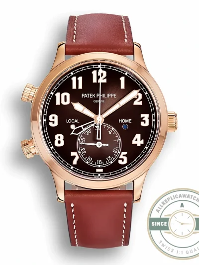 Replica Complications 5524R-001 Patek Philippe CALATRAVA PILOT TRAVEL TIME. 42 mm, Rose Gold - Swiss-Made Clone Watch