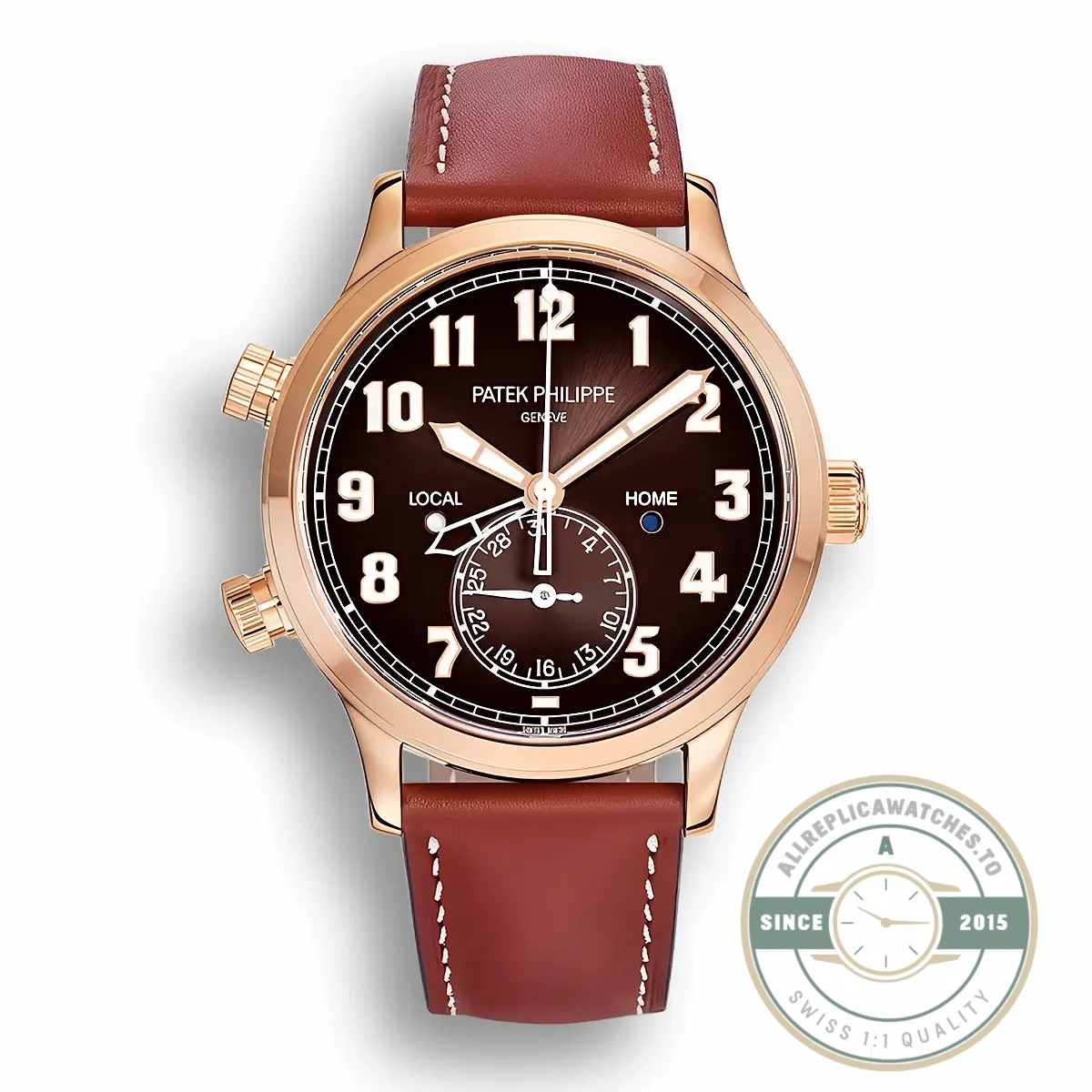 Replica Complications 5524R-001 Patek Philippe CALATRAVA PILOT TRAVEL TIME. 42 mm, Rose Gold - Swiss-Made Clone Watch
