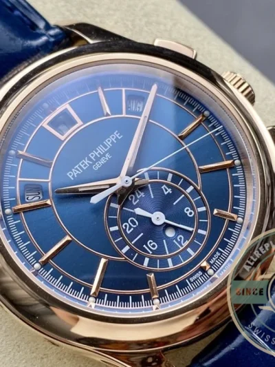 Replica Complications 5905R-001 Patek Philippe Annual Calendar Chronograph 42 mm, Gold Rose, Blue Dial - Swiss-Made Clone Watch