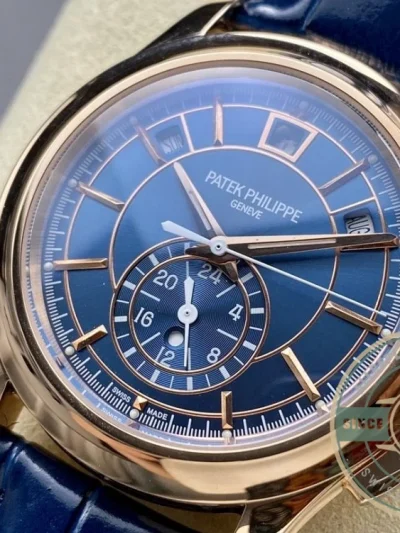 Replica Complications 5905R-001 Patek Philippe Annual Calendar Chronograph 42 mm, Gold Rose, Blue Dial - Luxury Replica Watch