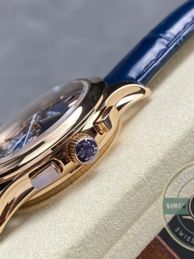 Replica Complications 5905R-001 Patek Philippe Annual Calendar Chronograph 42 mm, Gold Rose, Blue Dial - 1:1 Swiss Replica Watch