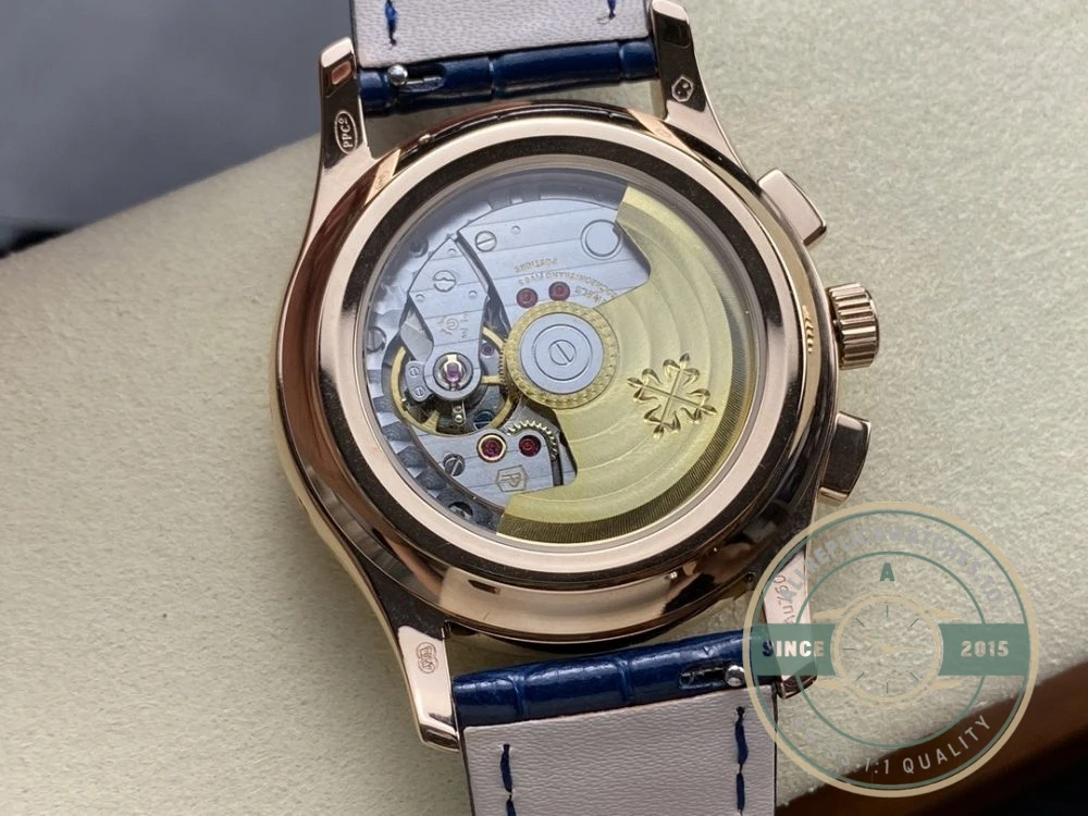 Replica Complications 5905R-001 Patek Philippe Annual Calendar Chronograph 42 mm, Gold Rose, Blue Dial - Budget Luxury Replica Watch