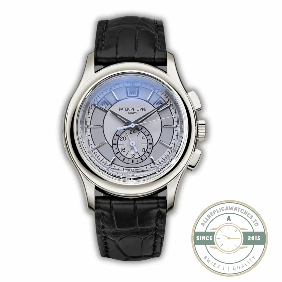 Replica Complications 5905R-001 Patek Philippe Annual Calendar Chronograph 42 mm, White Gold, Grey Dial - Best Quality Replica Watch