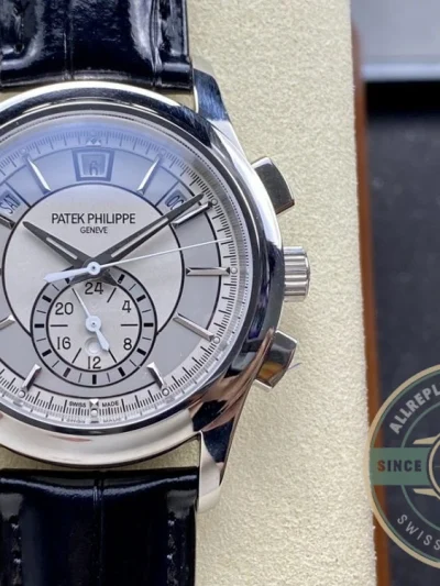 Replica Complications 5905R-001 Patek Philippe Annual Calendar Chronograph 42 mm, White Gold, Grey Dial - Swiss-Made Clone Watch