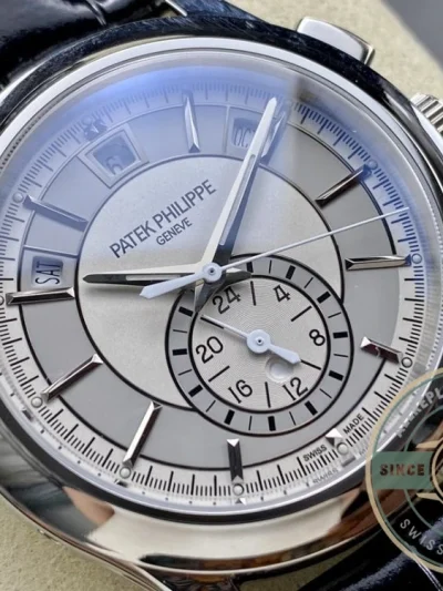 Replica Complications 5905R-001 Patek Philippe Annual Calendar Chronograph 42 mm, White Gold, Grey Dial - Luxury Replica Watch