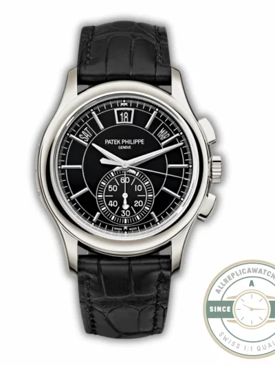 Replica Complications 5905R-005 Patek Philippe Annual Calendar Chronograph 42 mm, White Gold, Black Dial - Budget Luxury Replica Watch