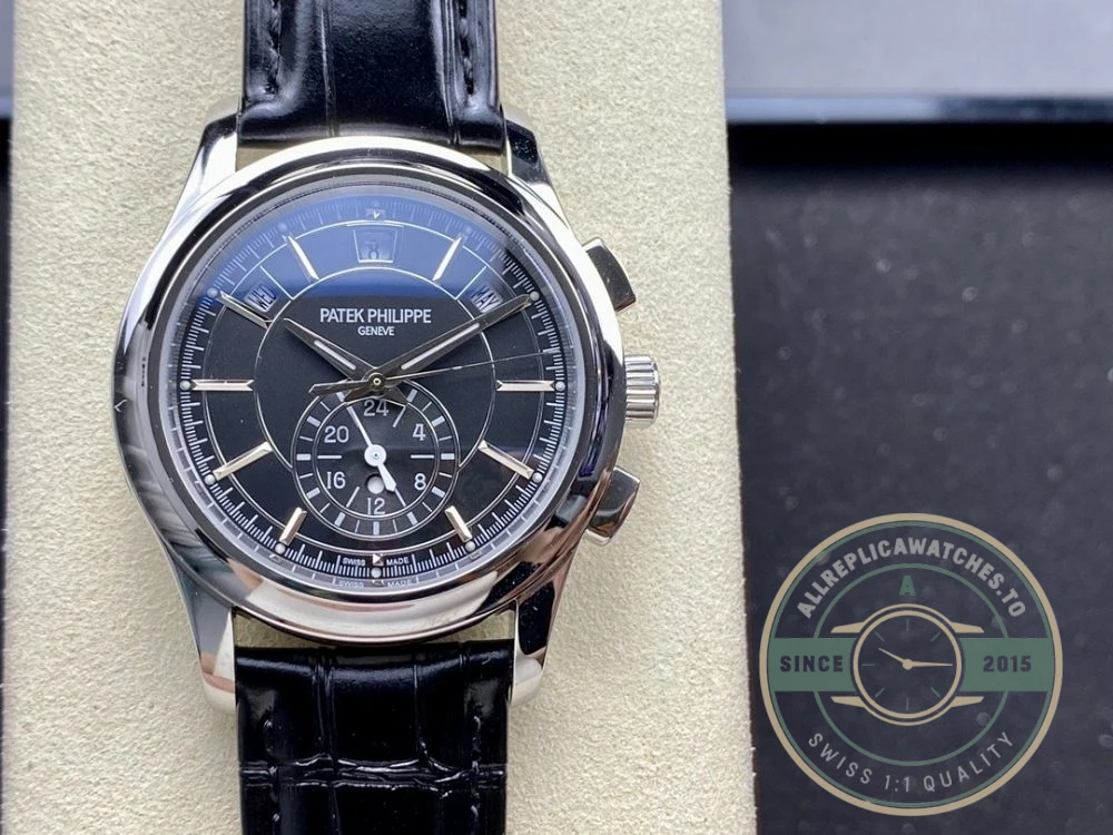 Replica Complications 5905R-005 Patek Philippe Annual Calendar Chronograph 42 mm, White Gold, Black Dial - High-Grade Replica Watch