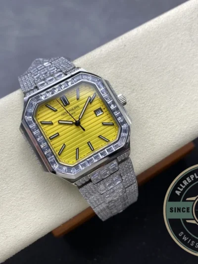Replica Cubitus 5821/1AR Patek Philippe 45 mm Yellow Dial, Diamond - High-Grade Replica Watch