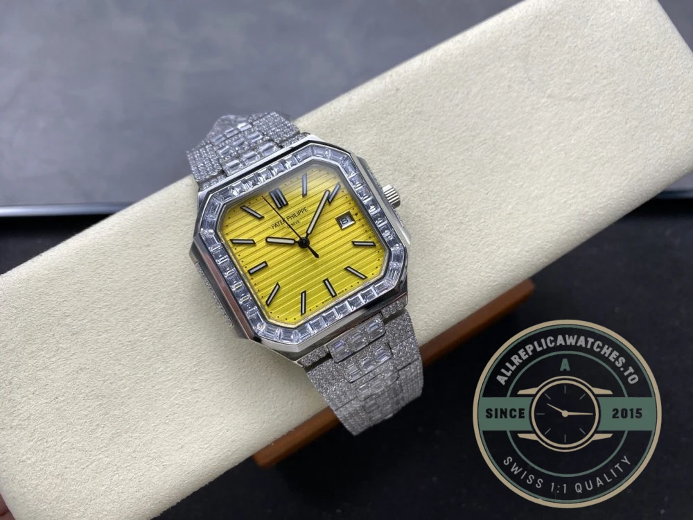 Replica Cubitus 5821/1AR Patek Philippe 45 mm Yellow Dial, Diamond - High-Grade Replica Watch