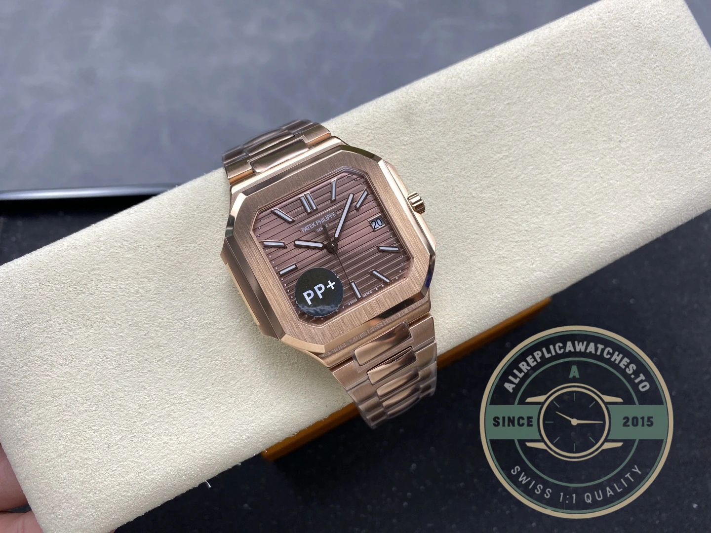 Replica Cubitus 5821 Patek Philippe 45 mm Rose Gold Brown Dial - Luxury Replica Watch