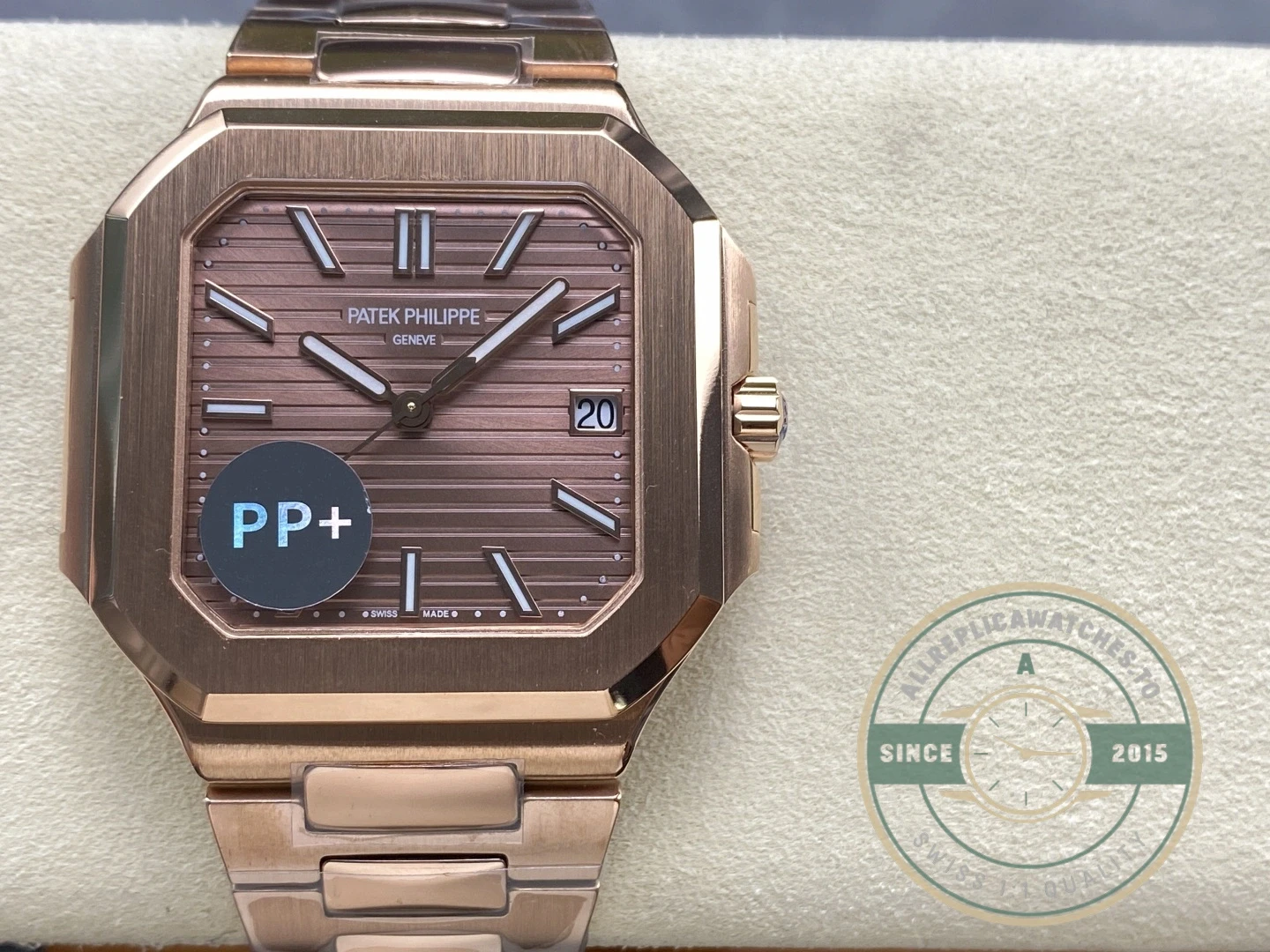 Replica Cubitus 5821 Patek Philippe 45 mm Rose Gold Brown Dial - Swiss-Made Clone Watch