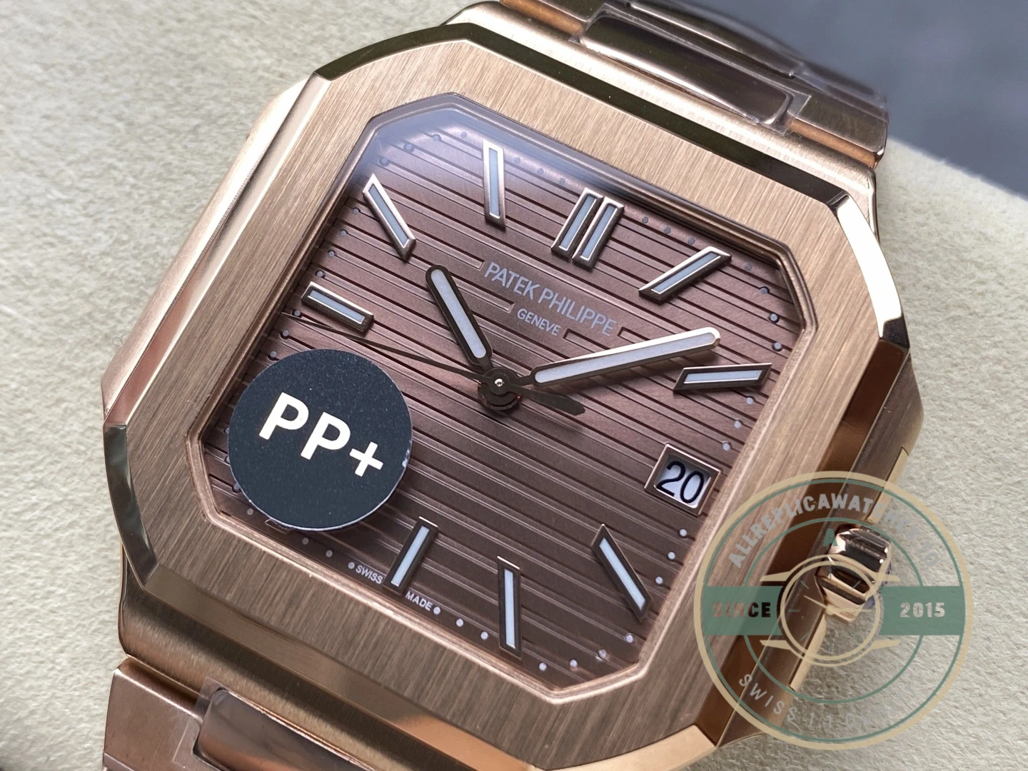 Replica Cubitus 5821 Patek Philippe 45 mm Rose Gold Brown Dial - Factory Super Clone Watch