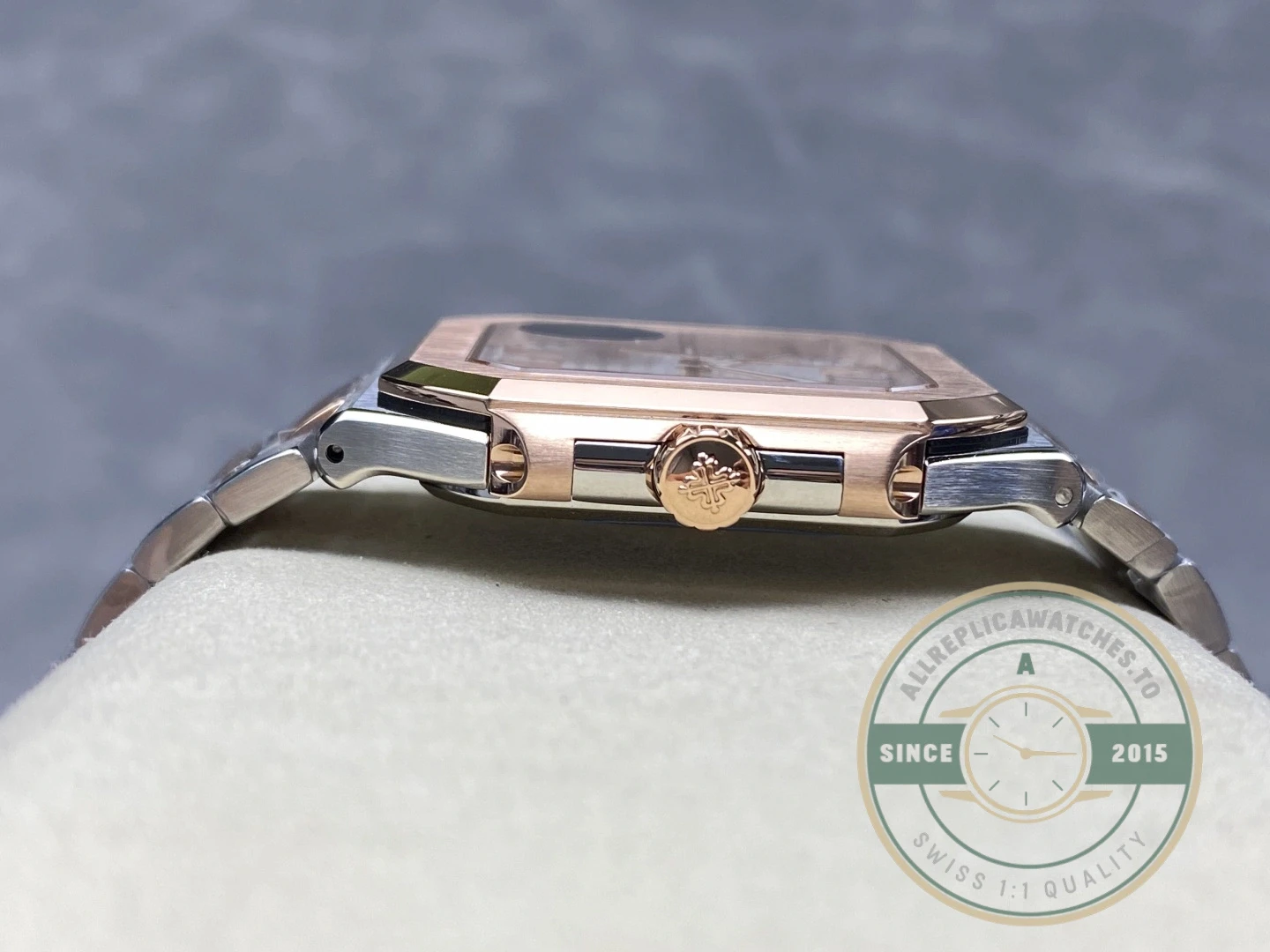 Replica Cubitus 5821 Patek Philippe 45 mm Steel Rose Gold White Dial - Affordable Super Clone Watch