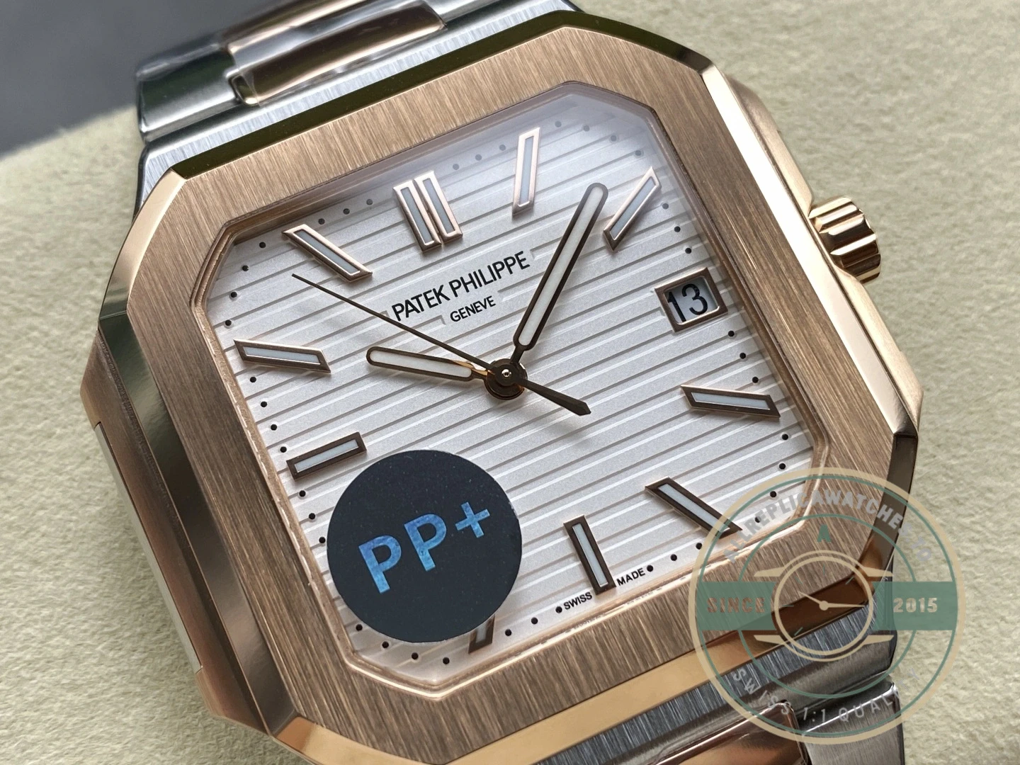Replica Cubitus 5821 Patek Philippe 45 mm Steel Rose Gold White Dial - Affordable Super Clone Watch