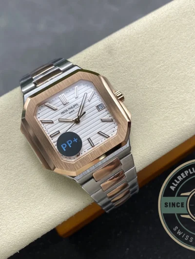 Replica Cubitus 5821 Patek Philippe 45 mm Steel Rose Gold White Dial - Premium Super Clone Watch