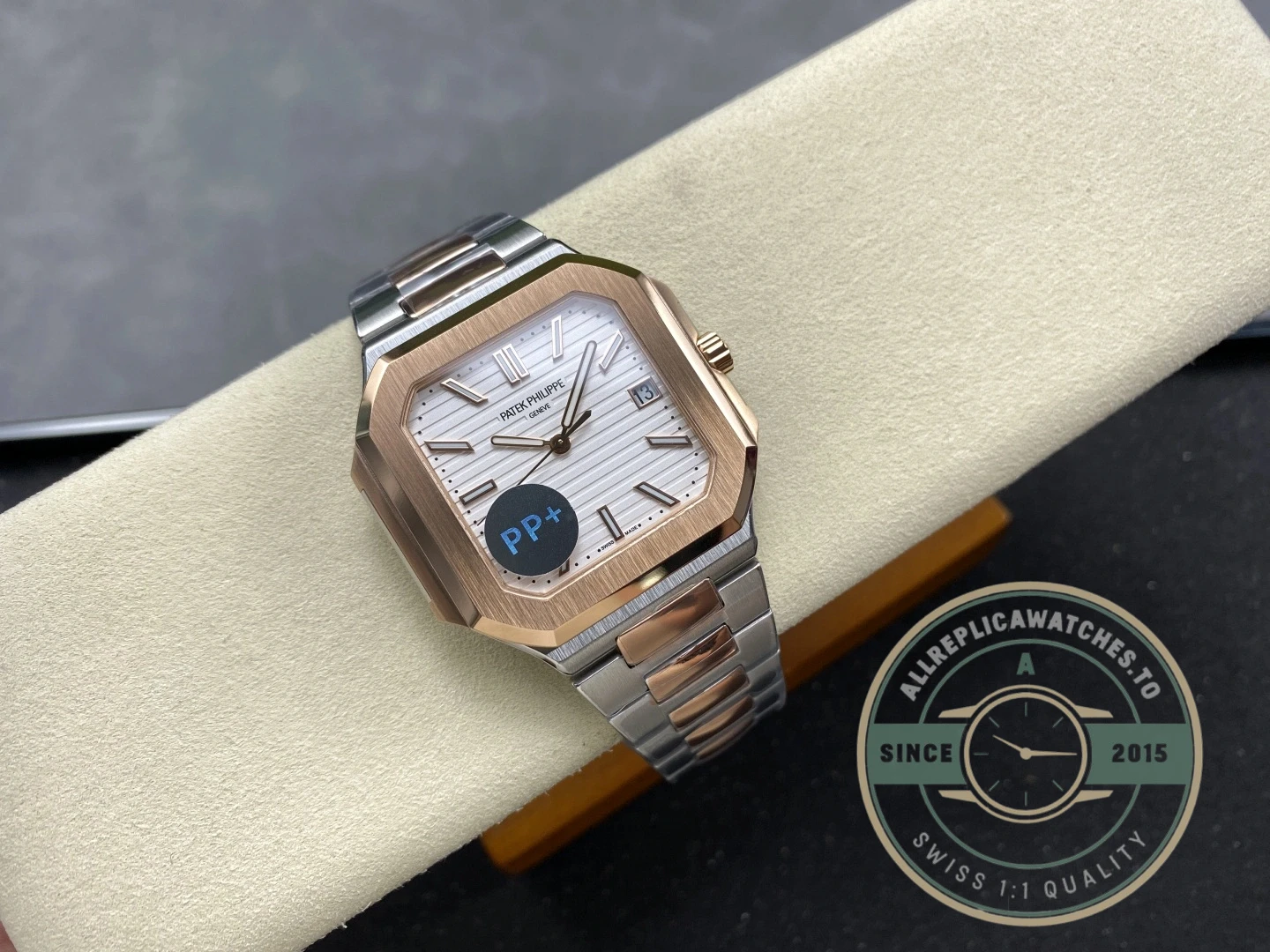 Replica Cubitus 5821 Patek Philippe 45 mm Steel Rose Gold White Dial - Premium Super Clone Watch