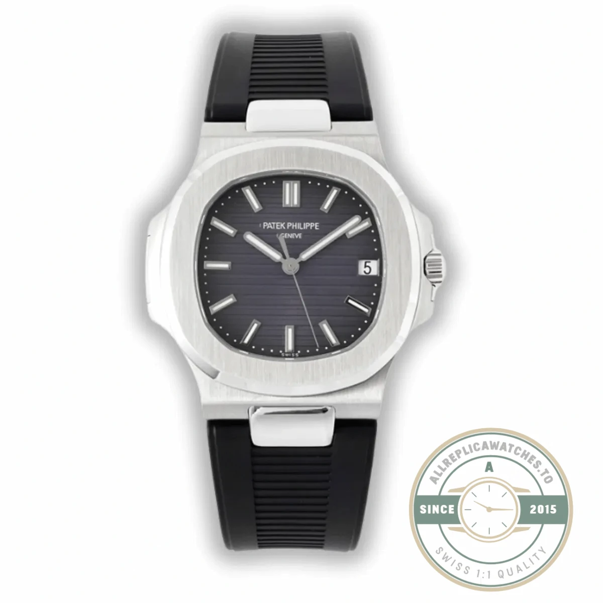 Replica Nautilus 5711-001 Patek Philippe 40 mm, Black Dial, Black Rubber - Luxury Replica Watch