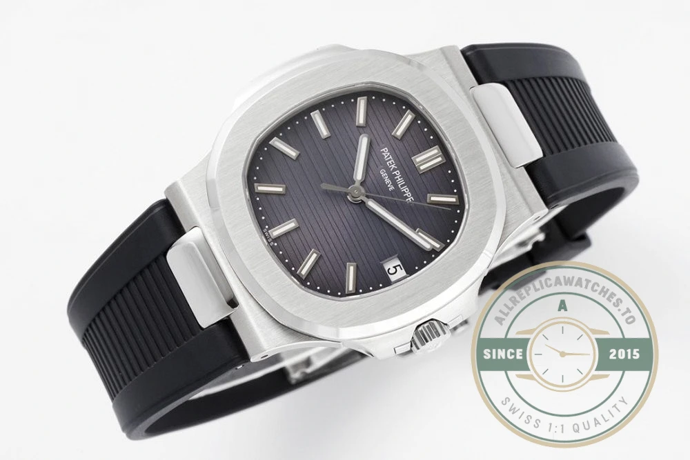 Replica Nautilus 5711-001 Patek Philippe 40 mm, Black Dial, Black Rubber - Luxury Replica Watch