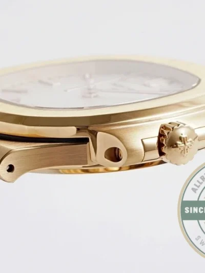 Replica Nautilus 5711-001 Patek Philippe 40 mm, Rose Gold, Grey Dial, Brown Rubber - Budget Luxury Replica Watch