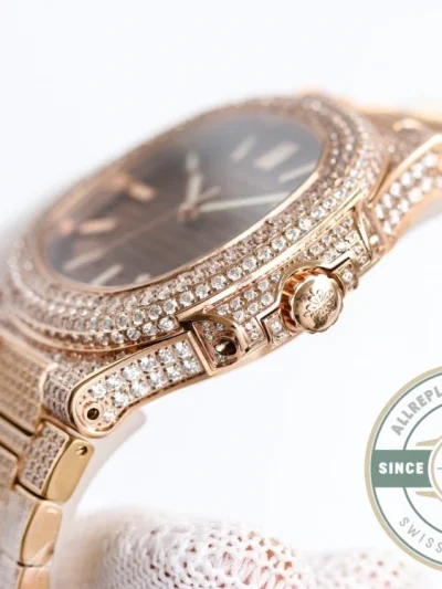 Replica Nautilus 5711-1300A-001 Patek Philippe 40 mm, Brown Dial, Iced Out - Best Quality Replica Watch