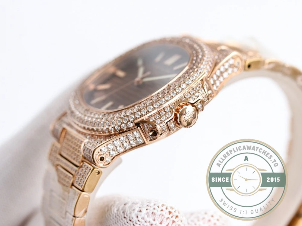 Replica Nautilus 5711-1300A-001 Patek Philippe 40 mm, Brown Dial, Iced Out - Best Quality Replica Watch