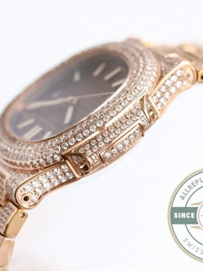 Replica Nautilus 5711-1300A-001 Patek Philippe 40 mm, Brown Dial, Iced Out - Affordable Super Clone Watch