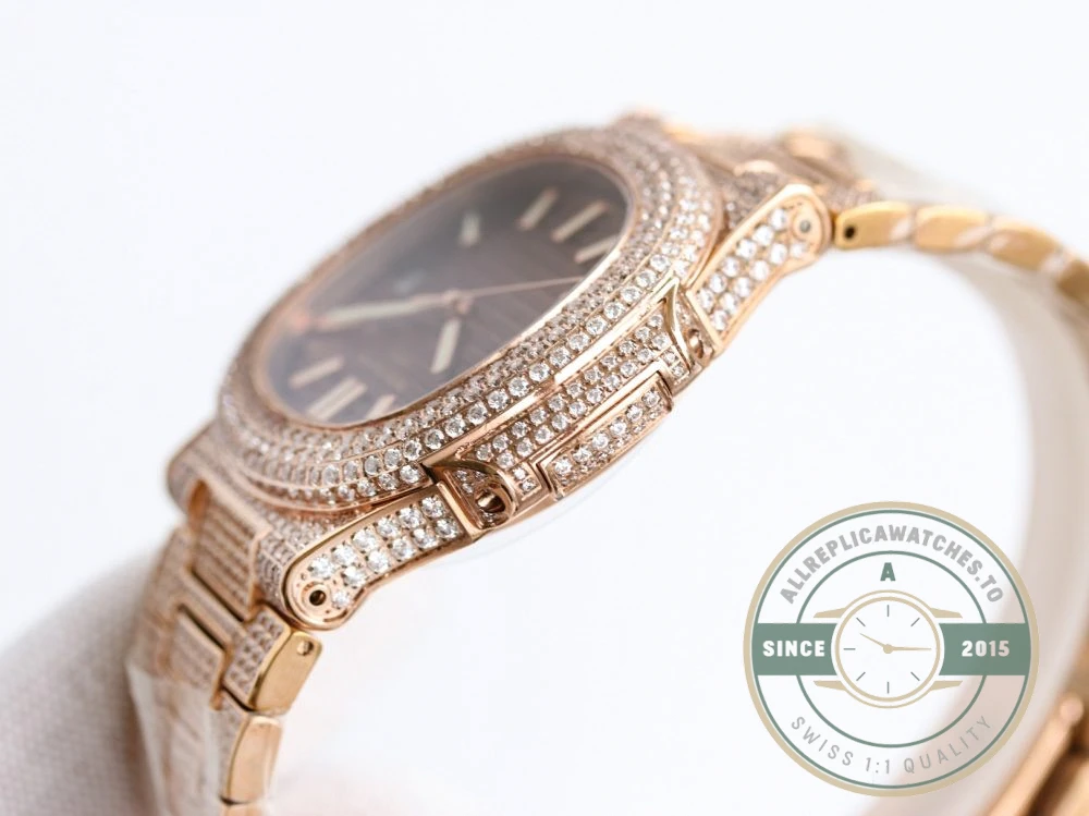 Replica Nautilus 5711-1300A-001 Patek Philippe 40 mm, Brown Dial, Iced Out - Affordable Super Clone Watch