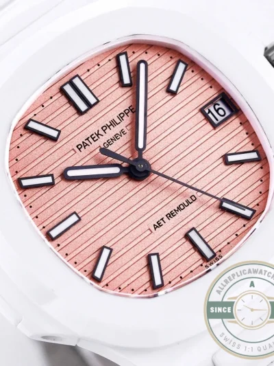 Replica Nautilus 5711/1A-018 Patek Philippe 40 mm, Rubber Strap Pink Dial - Swiss Movement Replica Watch