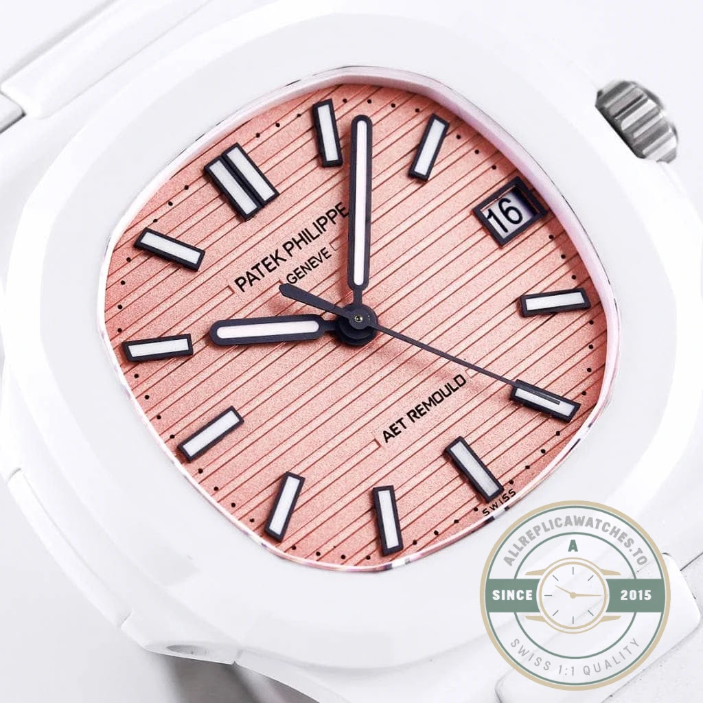 Replica Nautilus 5711/1A-018 Patek Philippe 40 mm, Rubber Strap Pink Dial - Swiss Movement Replica Watch