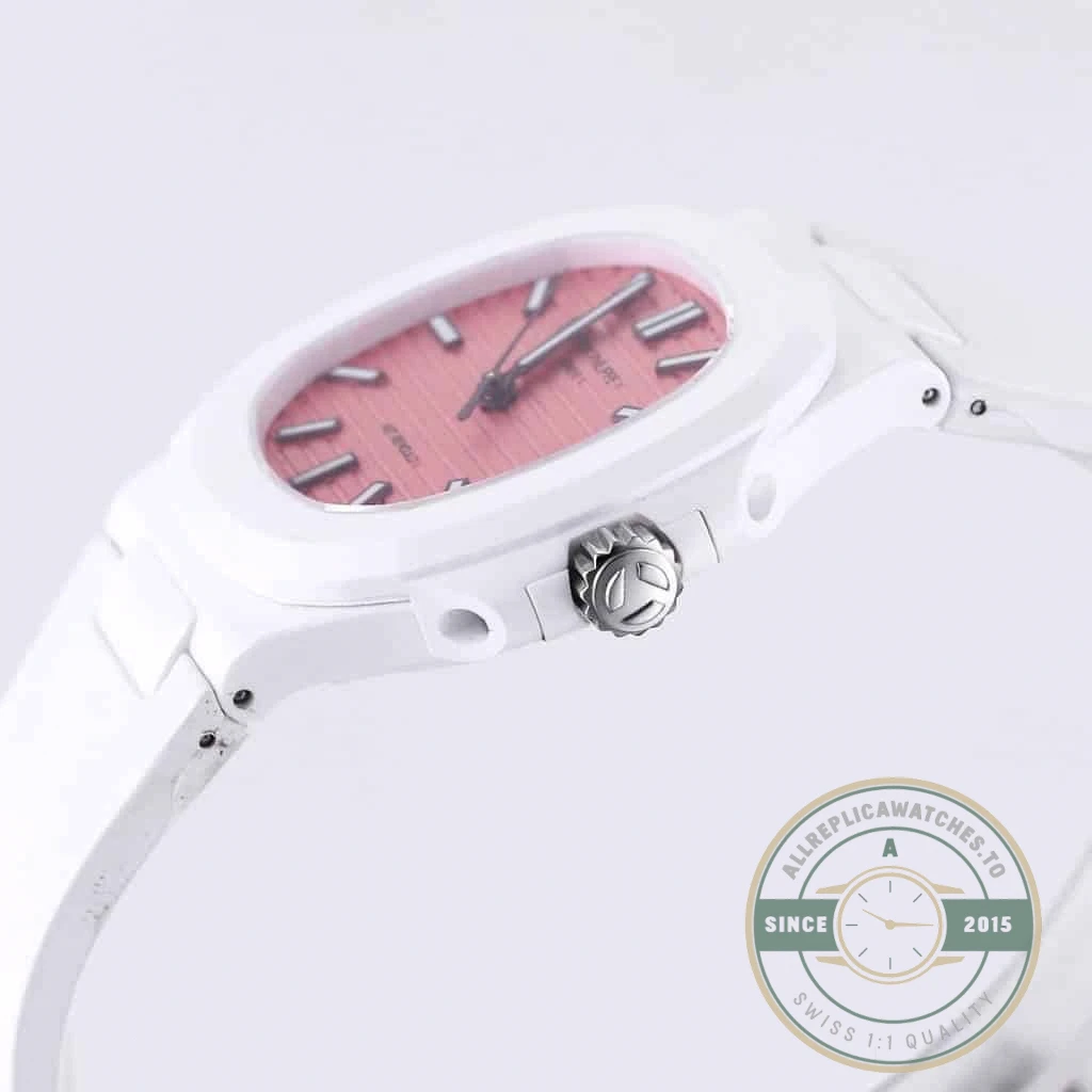 Replica Nautilus 5711/1A-018 Patek Philippe 40 mm, Rubber Strap Pink Dial - Affordable Super Clone Watch