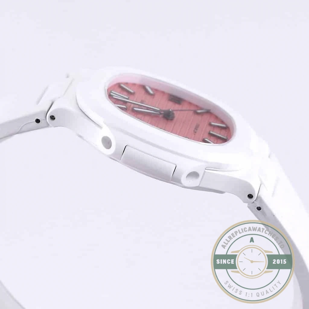 Replica Nautilus 5711/1A-018 Patek Philippe 40 mm, Rubber Strap Pink Dial - Affordable Super Clone Watch