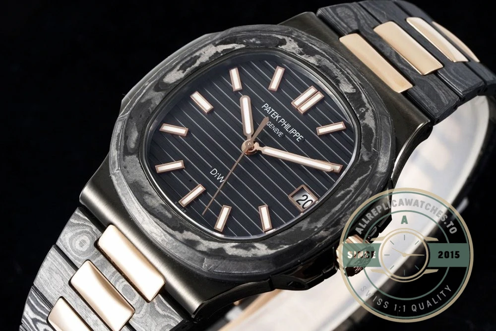 Replica Nautilus 5711/1A Patek Philippe Carbon 40 mm, Rose Gold, Black Carbon - Swiss Movement Replica Watch