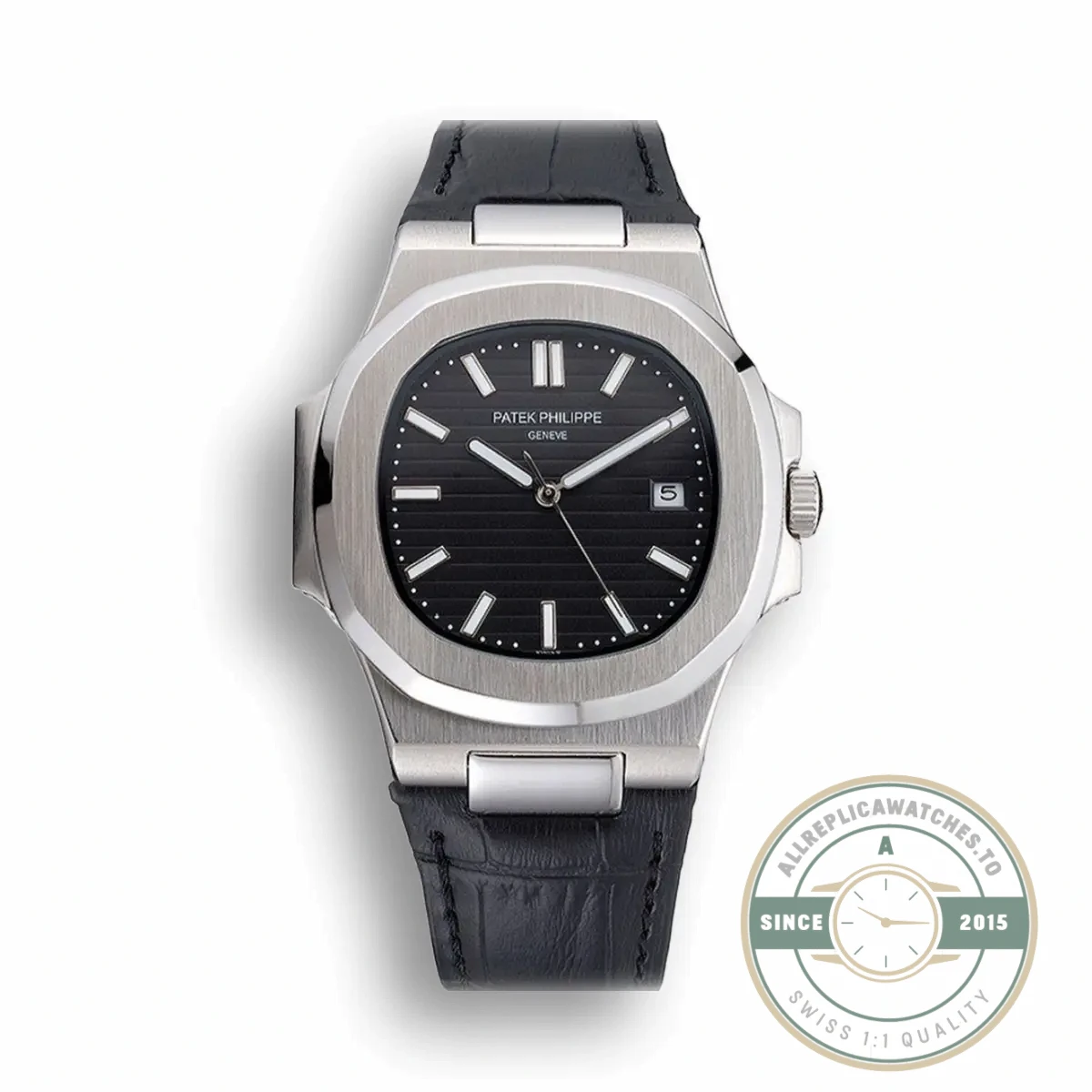 Replica Nautilus 5711G-001 Patek Philippe Dial Black 40 mm, Stainless Steel - Swiss Movement Replica Watch