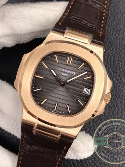 Replica Nautilus 5711G-014 Patek Philippe 59 mm, Rose Gold, Leather - Affordable Super Clone Watch
