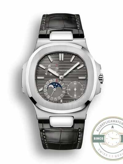 Replica Nautilus 5712G-001 Patek Philippe Moon phases. 40 mm, White gold - High-Grade Replica Watch