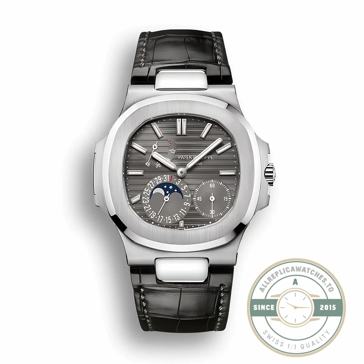 Replica Nautilus 5712G-001 Patek Philippe Moon phases. 40 mm, White gold - High-Grade Replica Watch