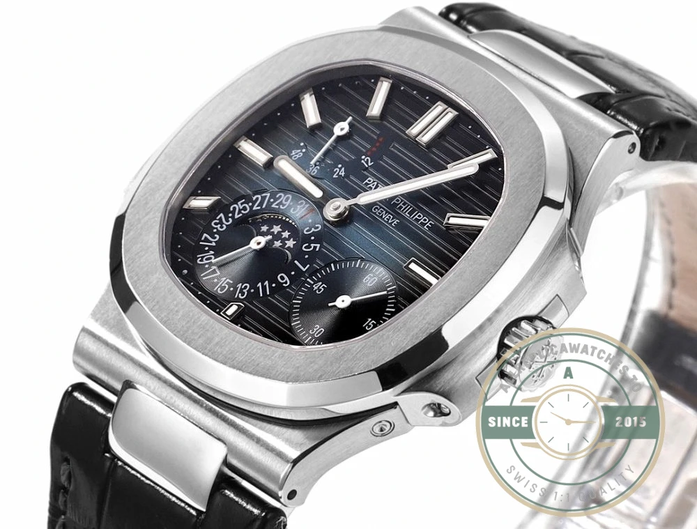 Replica Nautilus 5712G-001 Patek Philippe Moon phases. 40 mm, White gold, Dark Blue Dial - Swiss-Made Clone Watch