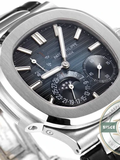 Replica Nautilus 5712G-001 Patek Philippe Moon phases. 40 mm, White gold, Dark Blue Dial - Budget Luxury Replica Watch