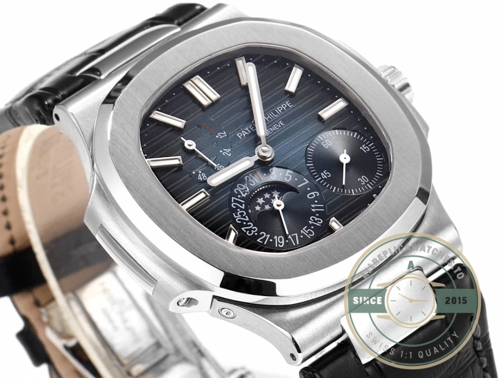 Replica Nautilus 5712G-001 Patek Philippe Moon phases. 40 mm, White gold, Dark Blue Dial - Budget Luxury Replica Watch