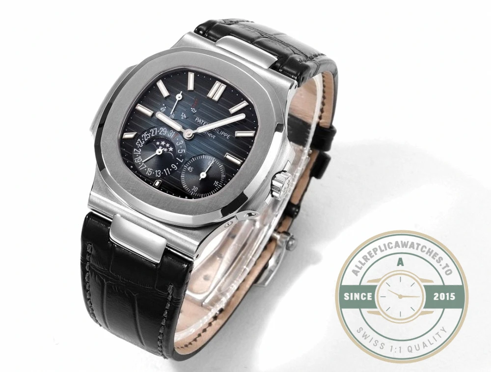 Replica Nautilus 5712G-001 Patek Philippe Moon phases. 40 mm, White gold, Dark Blue Dial - Factory Super Clone Watch