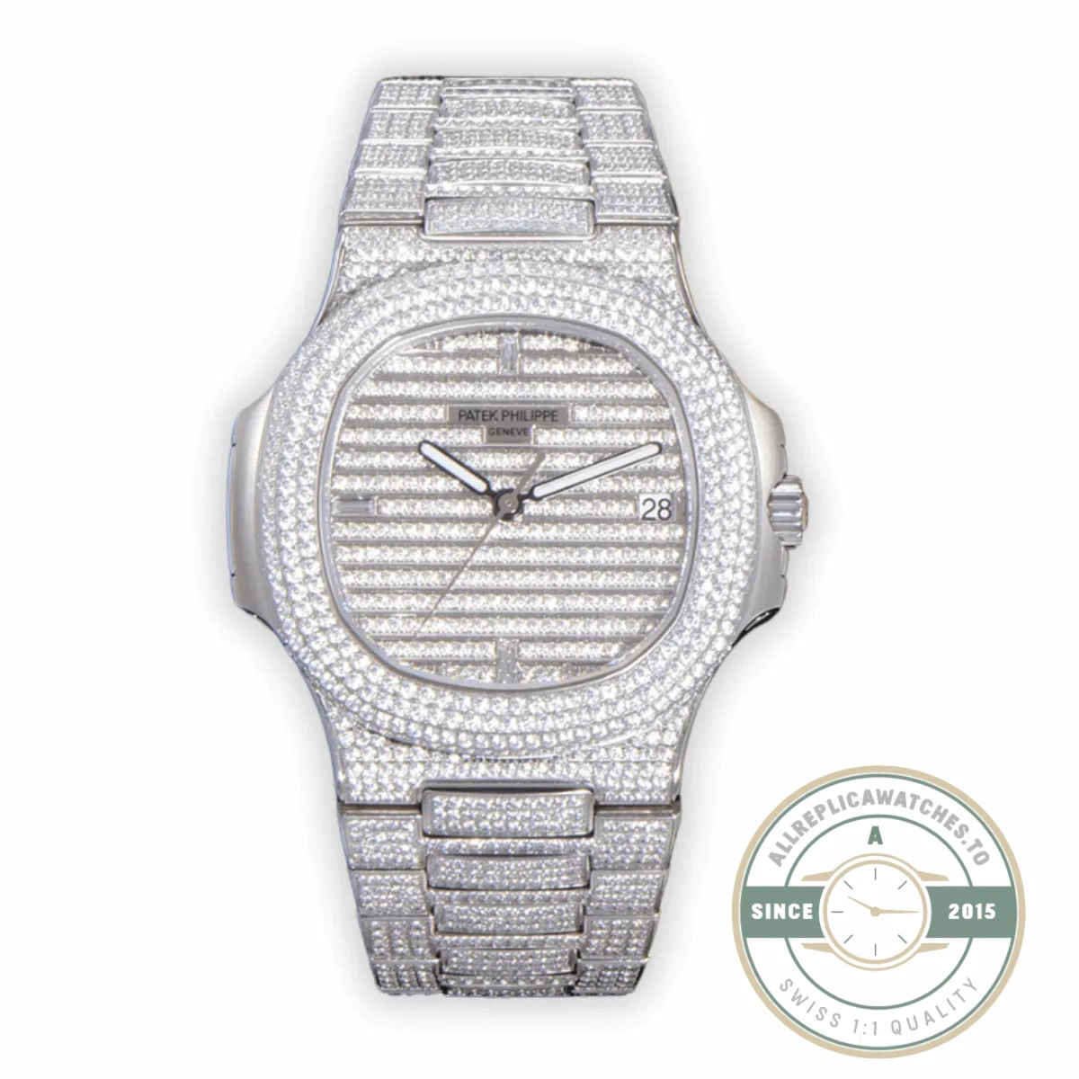 Replica Nautilus 5719/10G Patek Philippe 40 mm, White Diamonds - Budget Luxury Replica Watch