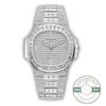 Replica Nautilus 5719/10G Patek Philippe 40 mm, White Gold Baguette Diamonds - Top-Tier Swiss Replica Watch