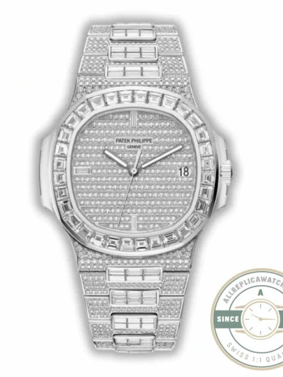 Replica Nautilus 5719/10G Patek Philippe 40 mm, White Gold Baguette Diamonds - Top-Tier Swiss Replica Watch