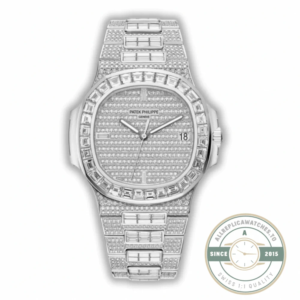 Replica Nautilus 5719/10G Patek Philippe 40 mm, White Gold Baguette Diamonds - Top-Tier Swiss Replica Watch