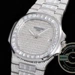 Replica Nautilus 5719/10G Patek Philippe 40 mm, White Gold Baguette Diamonds - Affordable Luxury Replica Timepiece