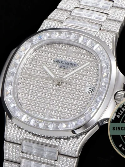 Replica Nautilus 5719/10G Patek Philippe 40 mm, White Gold Baguette Diamonds - Affordable Luxury Replica Timepiece