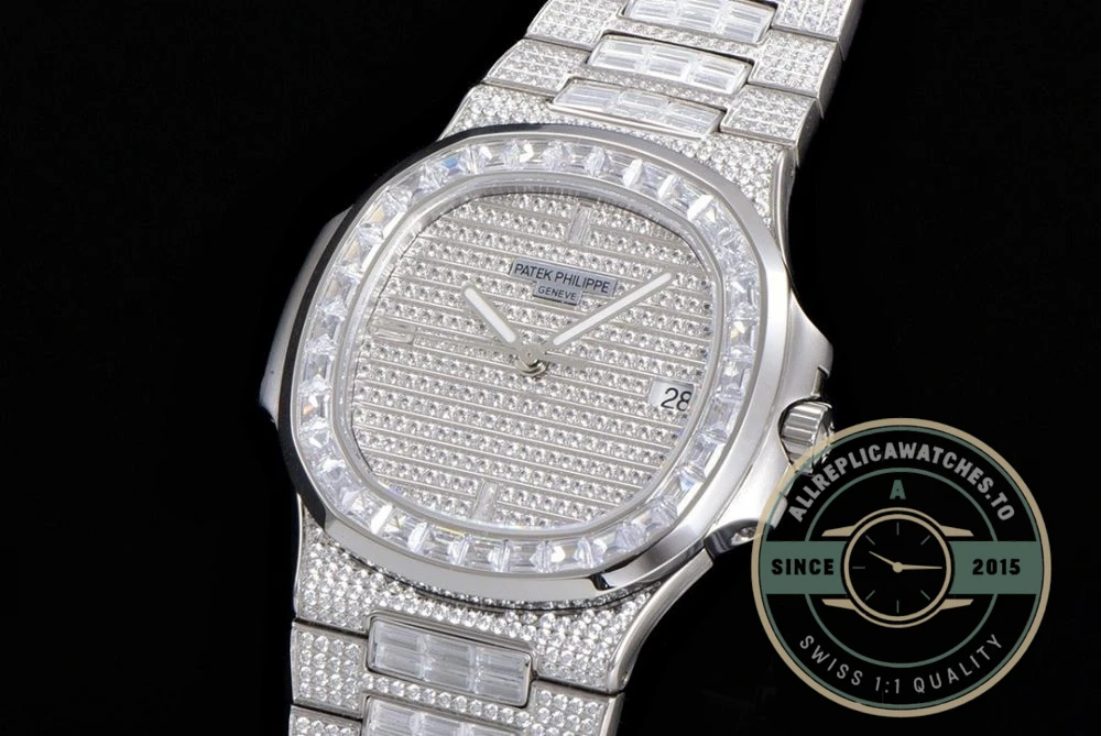 Replica Nautilus 5719/10G Patek Philippe 40 mm, White Gold Baguette Diamonds - Affordable Luxury Replica Timepiece