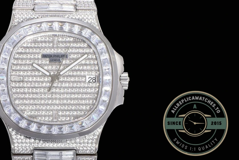 Replica Nautilus 5719/10G Patek Philippe 40 mm, White Gold Baguette Diamonds - Top-Tier Swiss Replica Watch