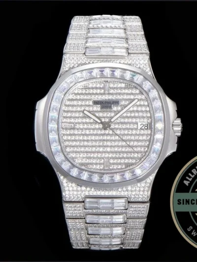 Replica Nautilus 5719/10G Patek Philippe 40 mm, White Gold Baguette Diamonds - Affordable Super Clone Watch